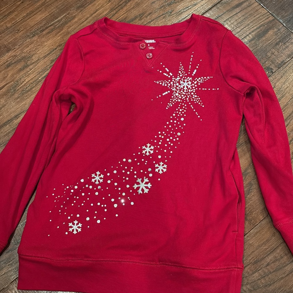 Gymboree Red Long Sleeve Tee with Snowflake Design